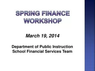 Spring finance workshop