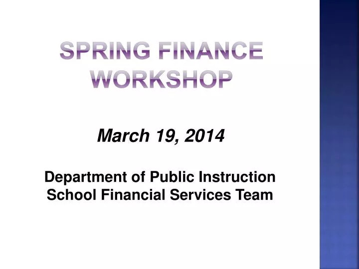 spring finance workshop