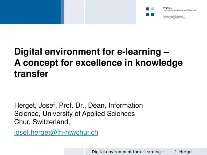 digital environment for e learning a concept for excellence in knowledge transfer