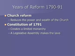 Years of Reform 1790-91
