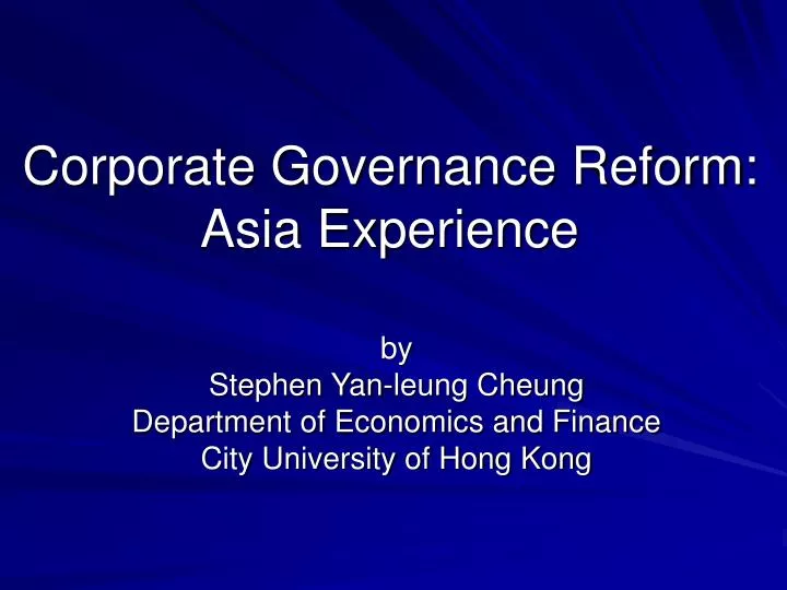 corporate governance reform asia experience