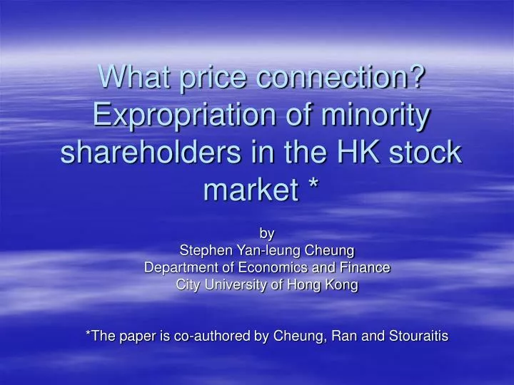 what price connection expropriation of minority shareholders in the hk stock market