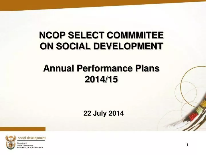 ncop select commmitee on social development annual performance plans 2014 15