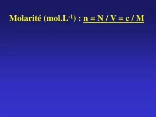 molarit mol l 1 n n v c m