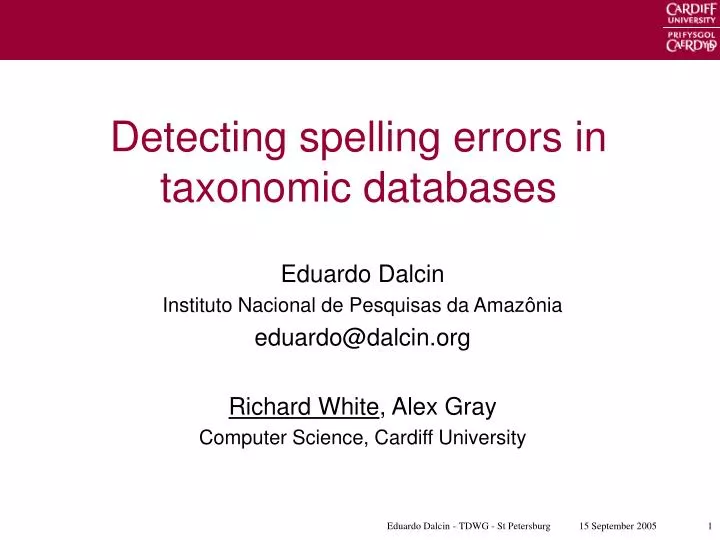 detecting spelling errors in taxonomic databases