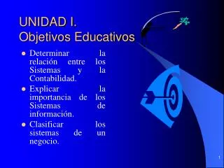 unidad i objetivos educativos