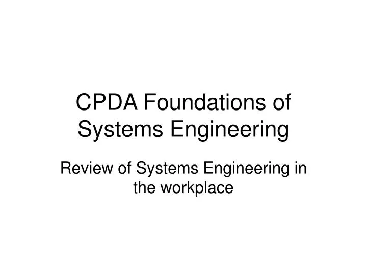 cpda foundations of systems engineering
