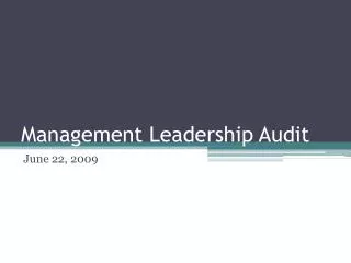 Management Leadership Audit