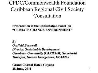 CPDC/Commonwealth Foundation Caribbean Regional Civil Society Consultation
