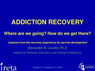 Alexandre B. Laudet, Ph.D Institute for Research, Education, and Training in Addictions