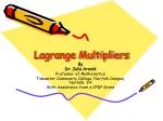 Lagrange Multipliers - slide 1
