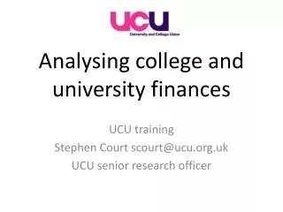 Analysing college and university finances