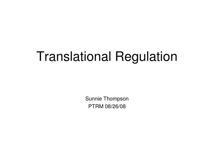 translational regulation