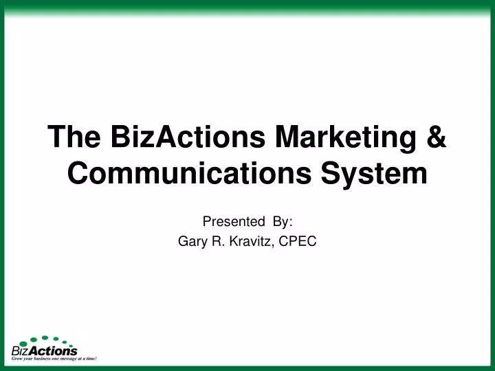 the bizactions marketing communications system