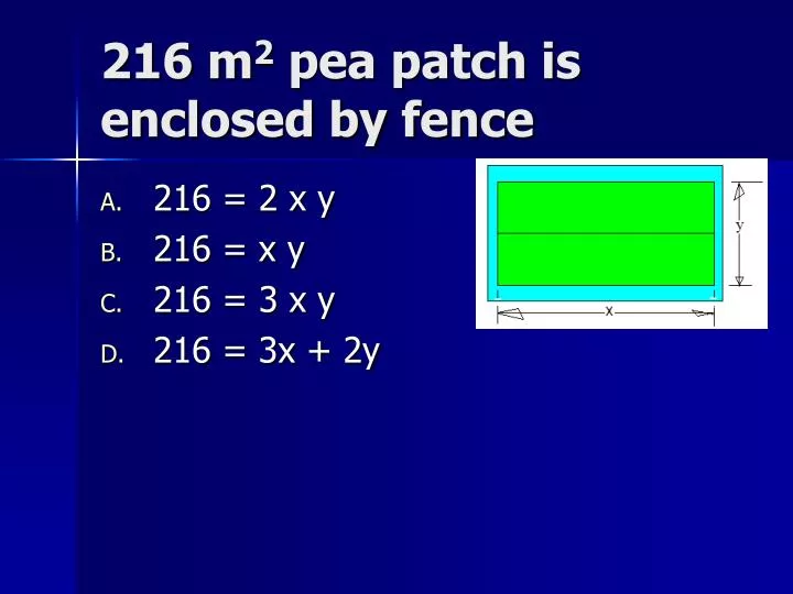 216 m 2 pea patch is enclosed by fence