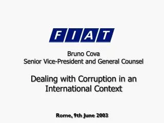 Dealing with Corruption in an International Context