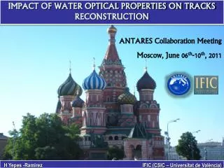 IMPACT OF WATER OPTICAL PROPERTIES ON TRACKS RECONSTRUCTION