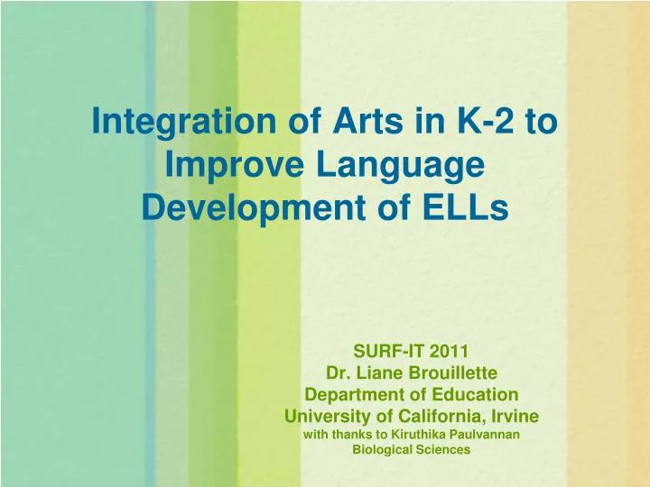 integration of arts in k 2 to improve language development of ells
