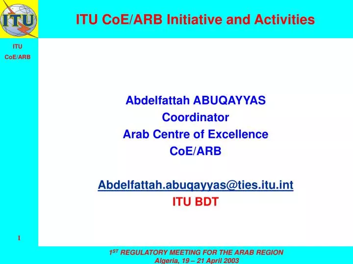 itu coe arb initiative and activities