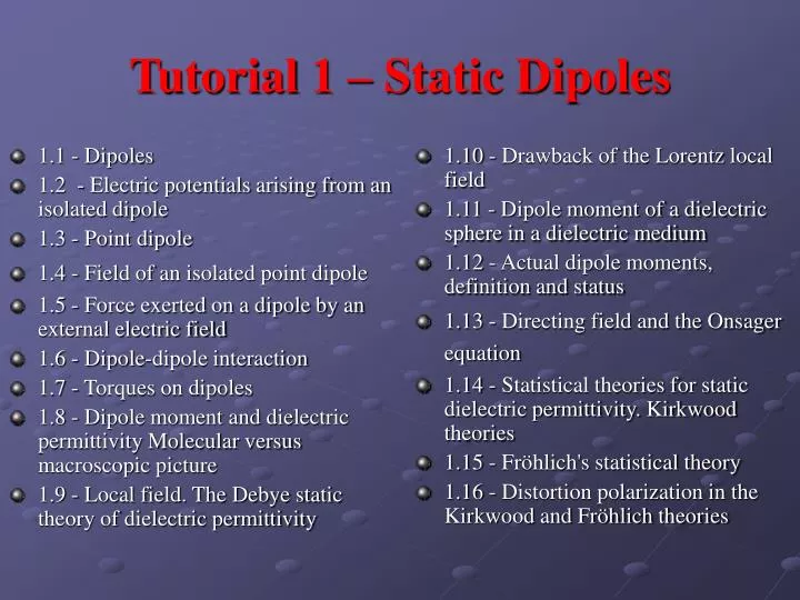 tutorial 1 static dipoles