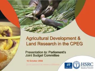 Agricultural Development &amp; Land Research in the CPEG