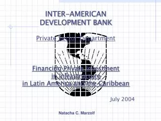 INTER-AMERICAN DEVELOPMENT BANK Private Sector Department Financing Private Investment