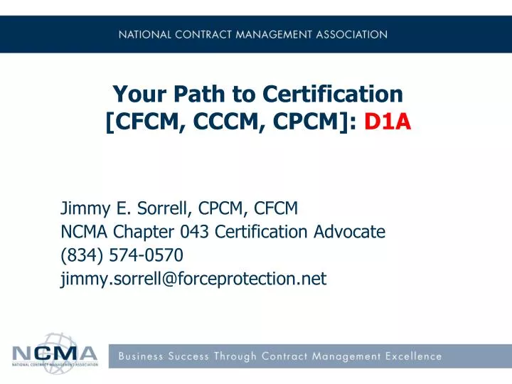your path to certification cfcm cccm cpcm d1a