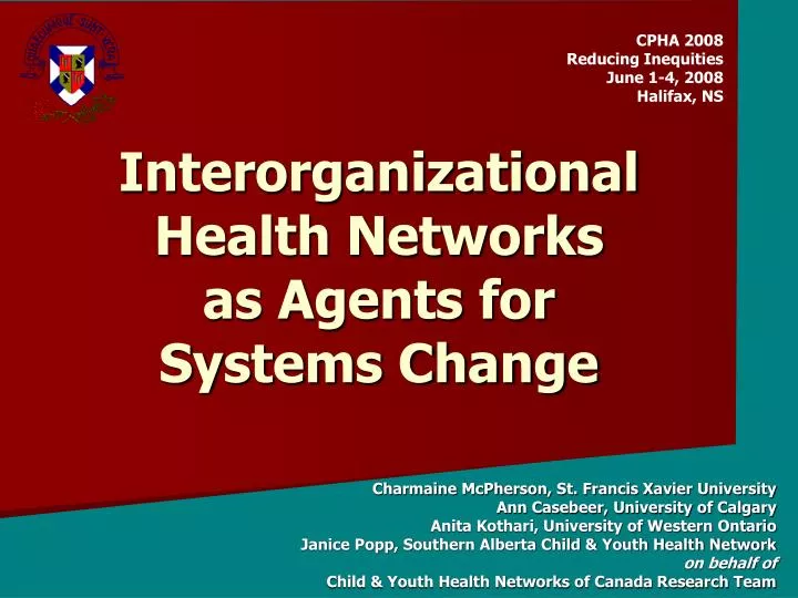 interorganizational health networks as agents for systems change