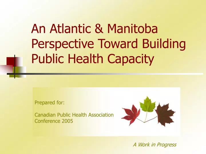 an atlantic manitoba perspective toward building public health capacity