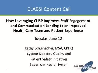 CLABSI Content Call