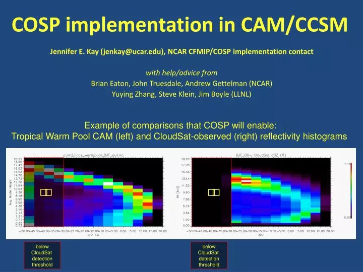 cosp implementation in cam ccsm