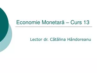 economie monetar curs 13