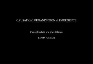 CAUSATION, ORGANISATION &amp; EMERGENCE