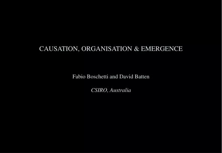 causation organisation emergence