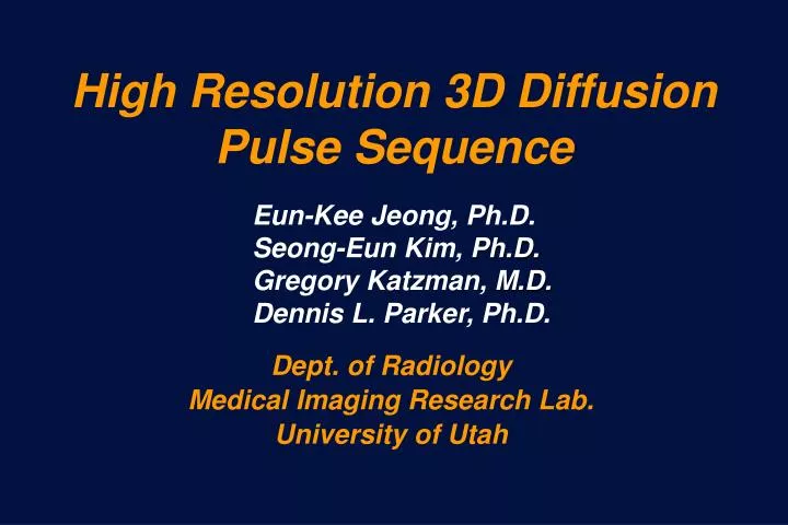 high resolution 3d diffusion pulse sequence