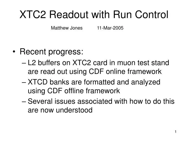 xtc2 readout with run control