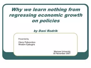 Why we learn nothing from regressing economic growth on policies by Dani Rodrik