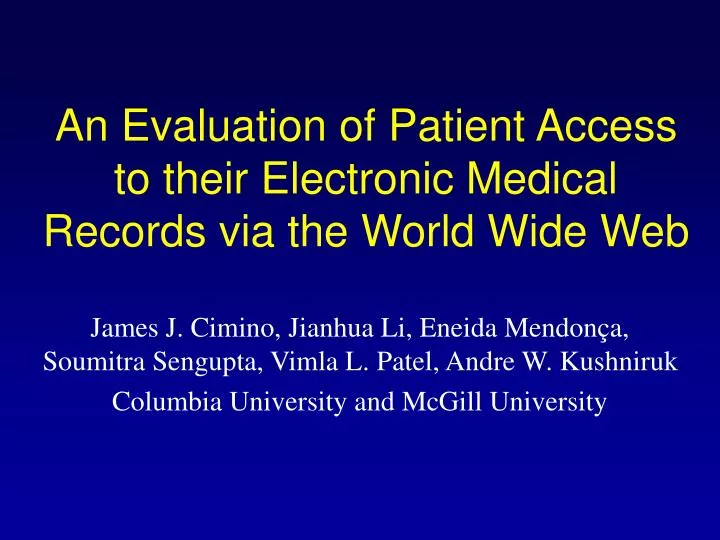 an evaluation of patient access to their electronic medical records via the world wide web