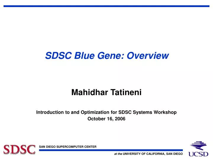 sdsc blue gene overview