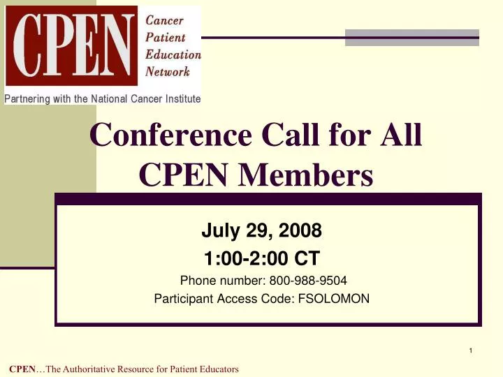 conference call for all cpen members