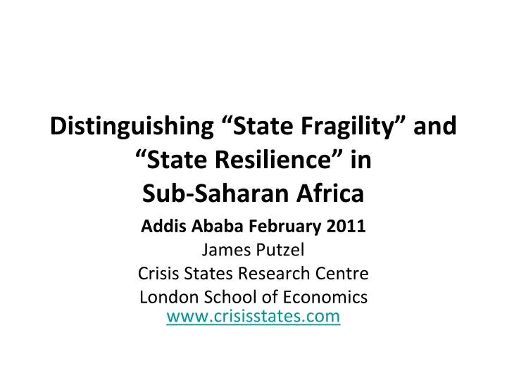 distinguishing state fragility and state resilience in sub saharan africa