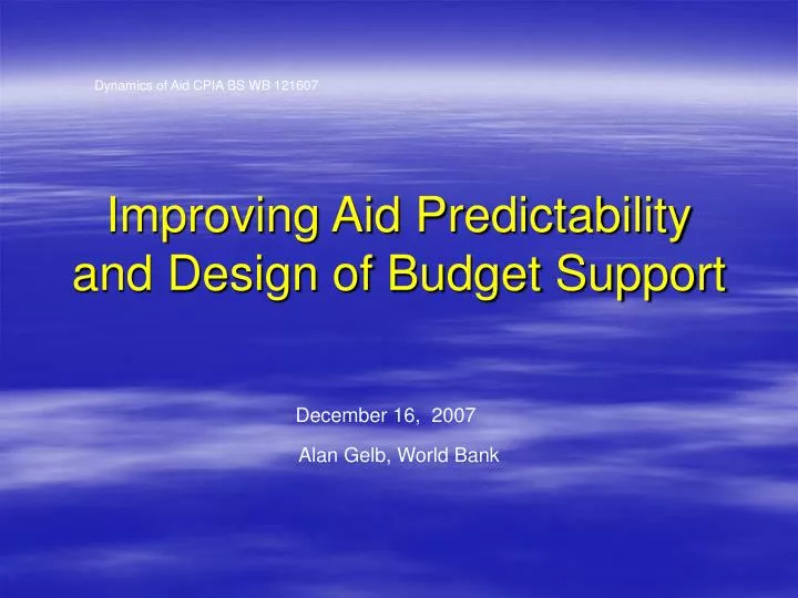 improving aid predictability and design of budget support