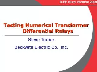 IEEE Rural Electric 2009
