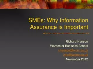 SMEs: Why Information Assurance is Important