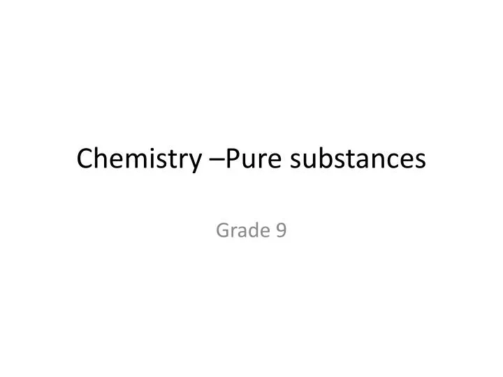 chemistry pure substances