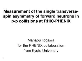 Manabu Togawa for the PHENIX collaboration from Kyoto University