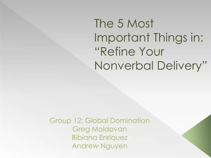the 5 most important things in refine your nonverbal delivery
