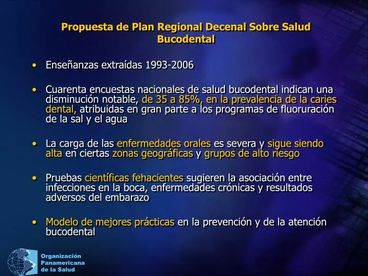 propuesta de plan regional decenal sobre salud bucodental