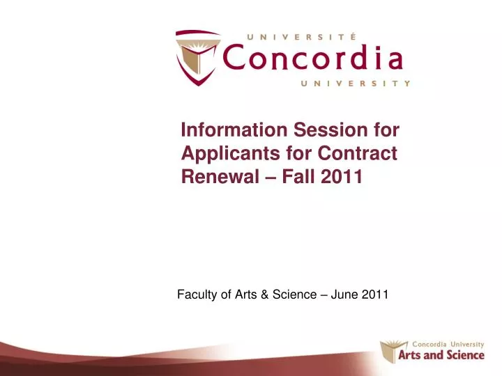 information session for applicants for contract renewal fall 2011