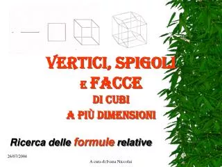 vertici spigoli e facce di cubi a pi dimensioni